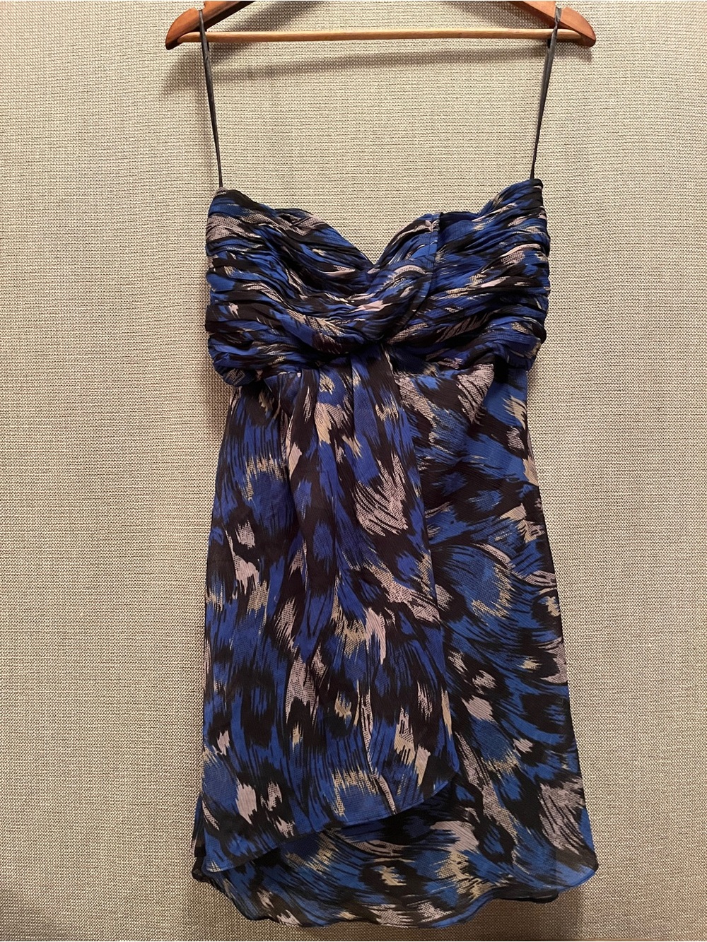 Vintage Blue and Black Strapless Cocktail Dress